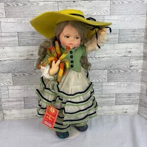 VINTAGE LENCI ROSALINDA Doll 17 Inch Felt Italy BM210 COA Booklet Tagged Hat